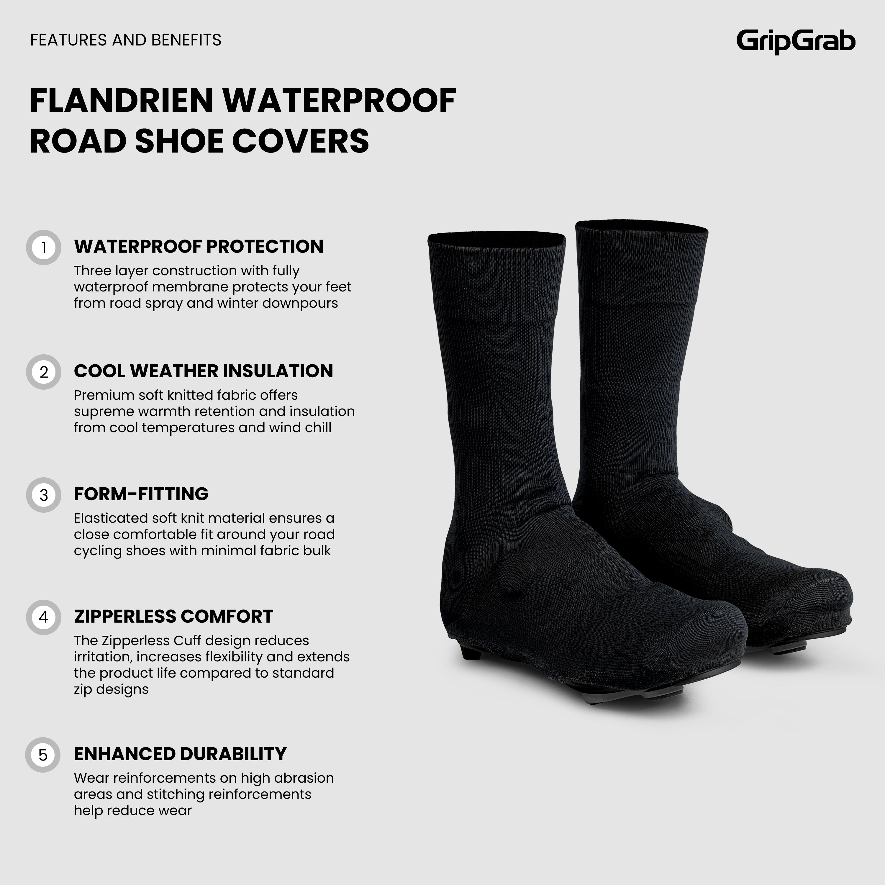gripgrab-ride-flandrien-waterproof-road-shoe-covers-schwarz image 7