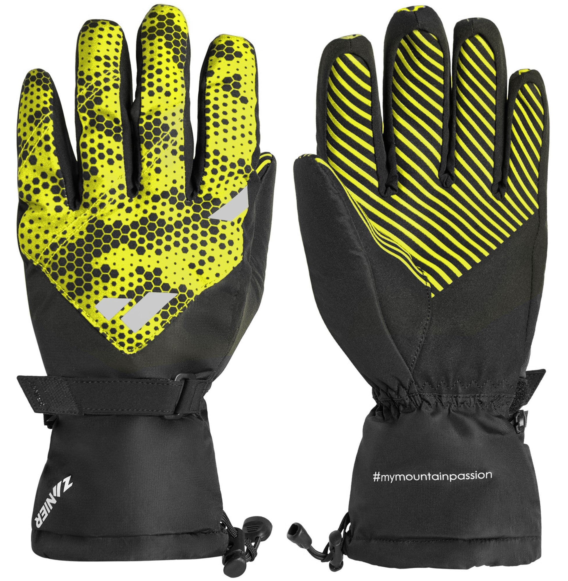 zanier-dienten-stx-juniors-skihandschuhe-gr-5-schwarz-neongelb-wasserdicht image 4
