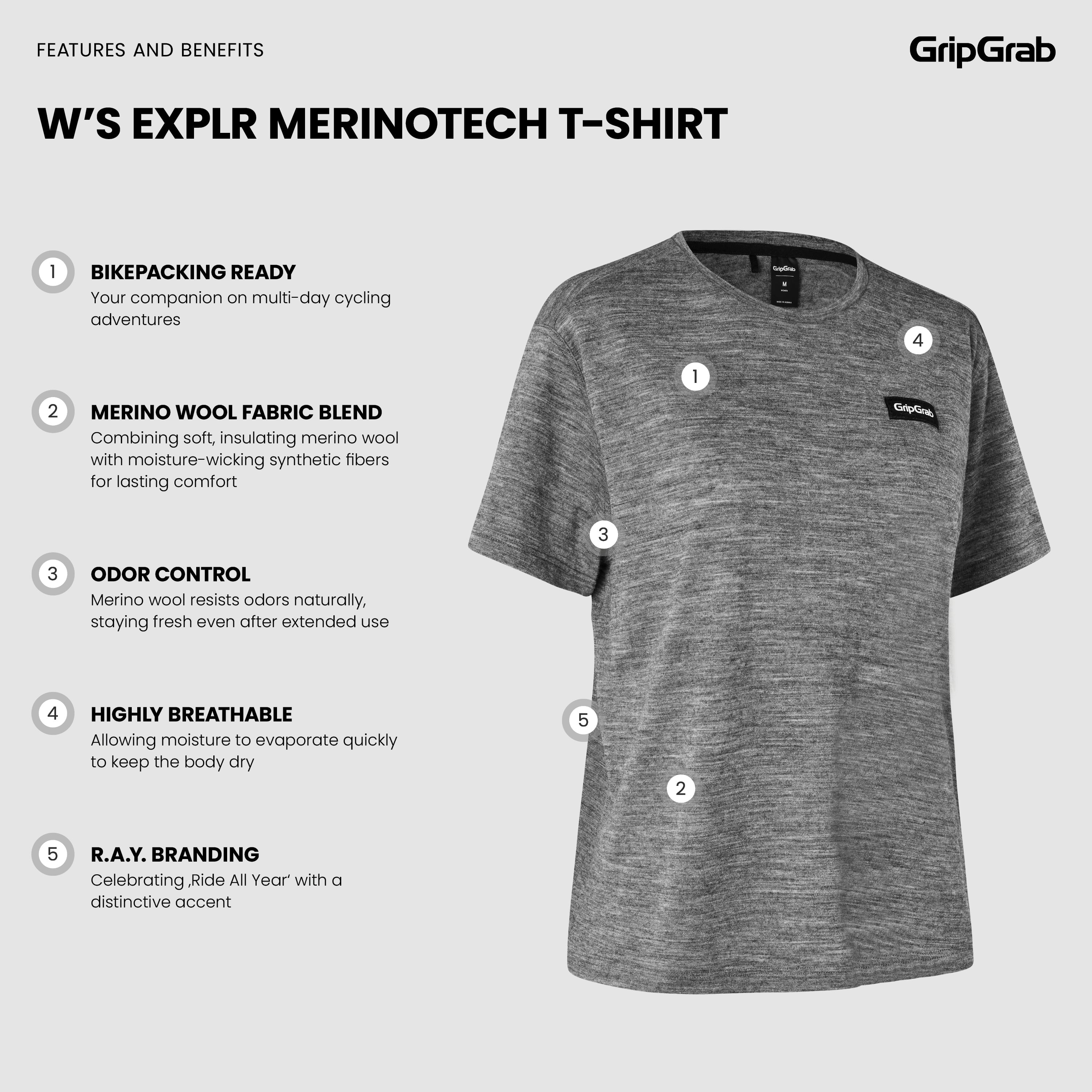gripgrab-explr-merinotech-t-shirt-damen-grau-merino image 5