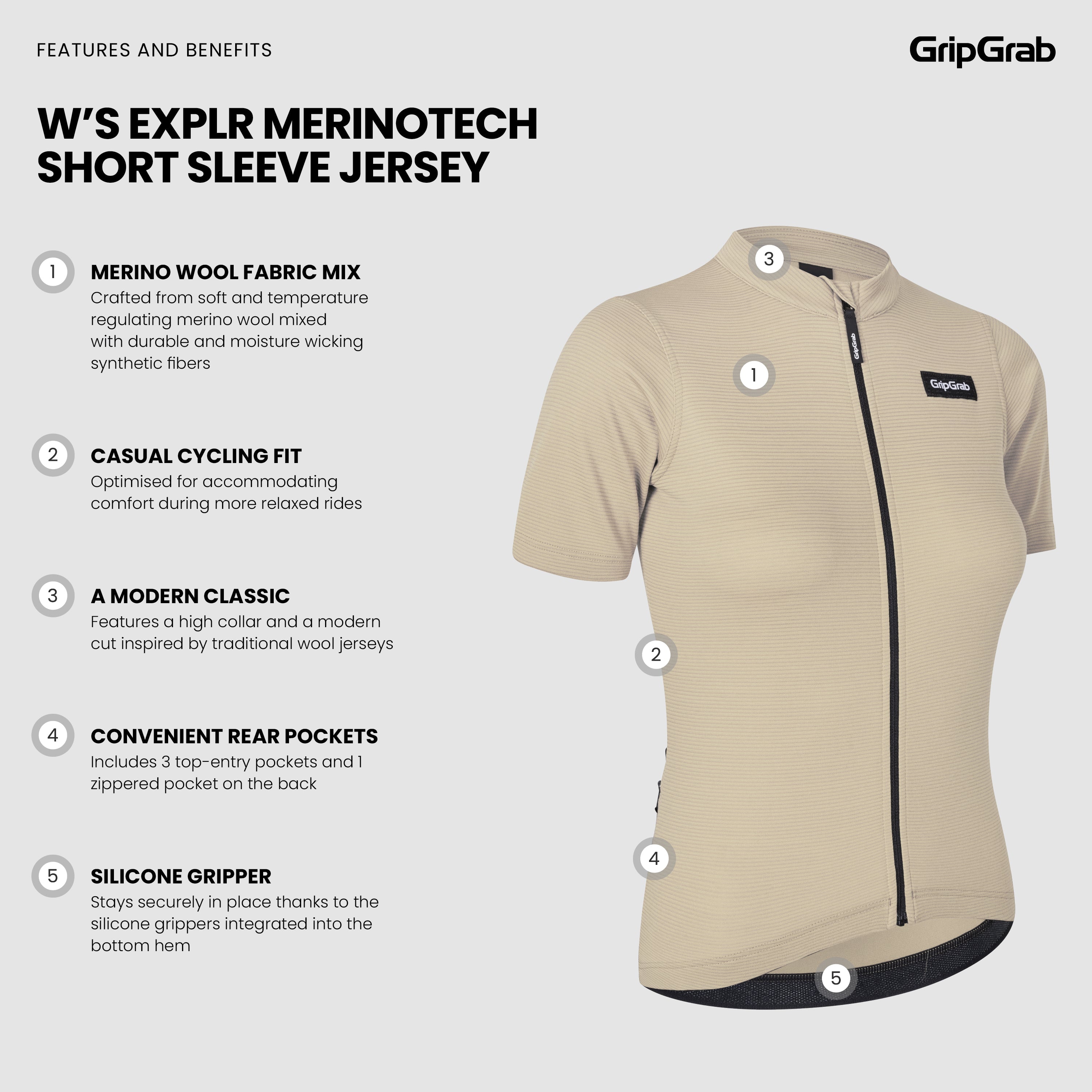 gripgrab-explr-merinotech-radtrikot-damen-beige-merino-kurzarm image 5