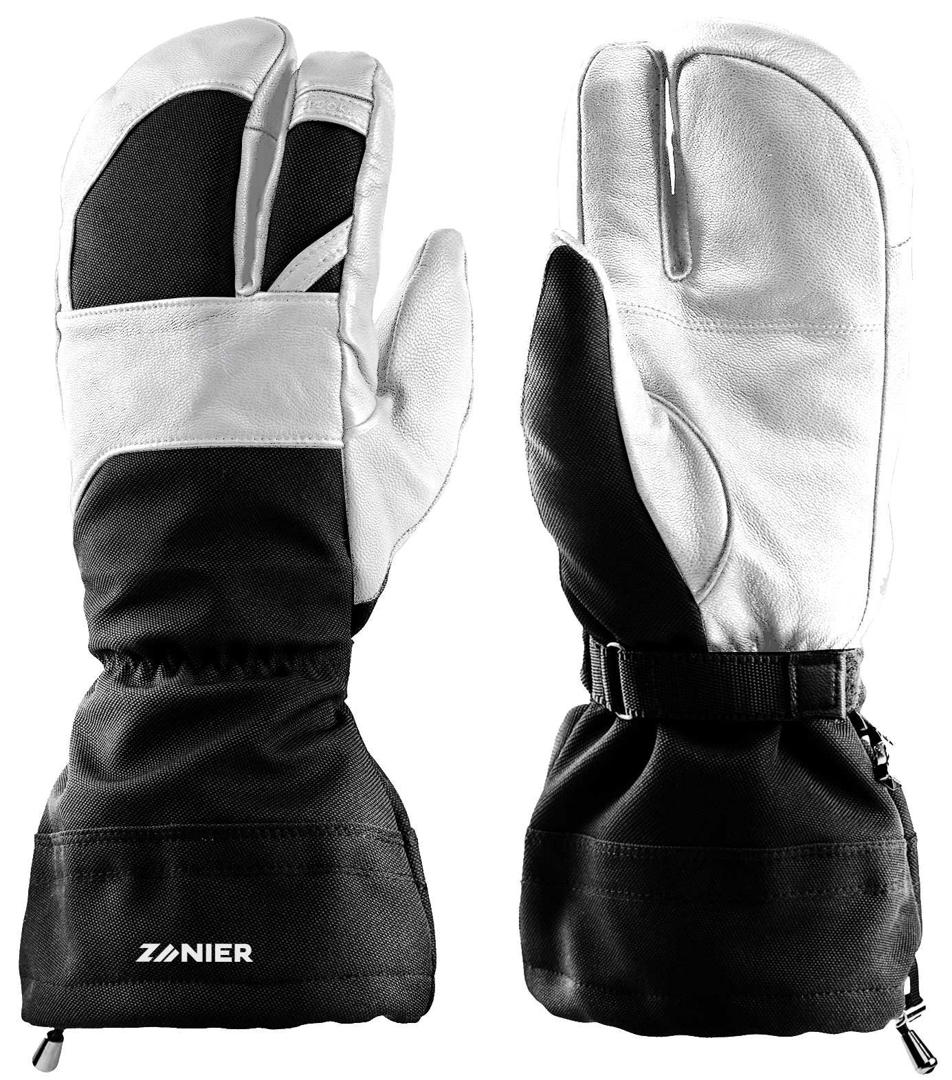 zanier-mybackcountry-trigger-fingerhandschuhe-schwarz-weiss-leder image 1