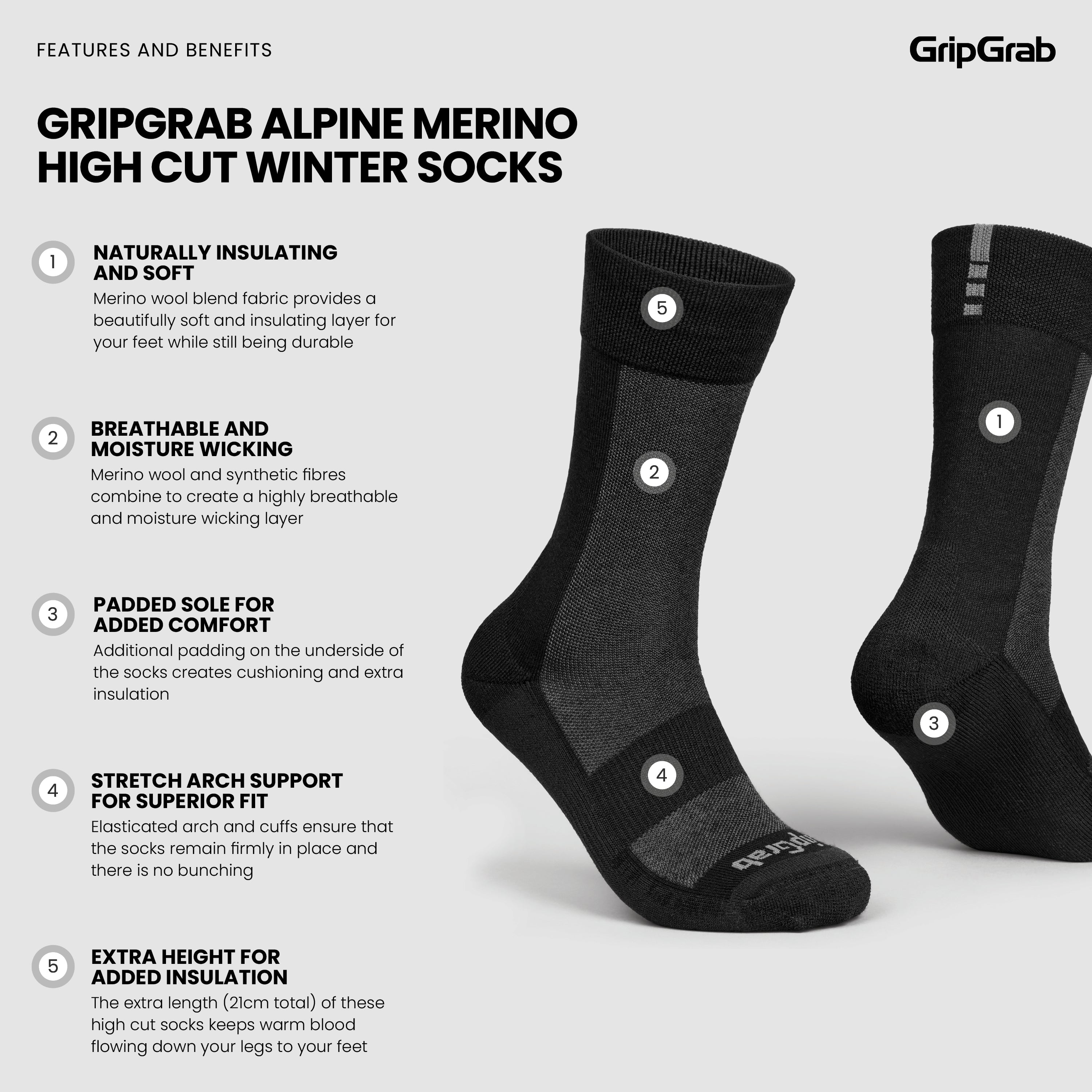 gripgrab-ride-alpine-merino-high-cut-wintersocken-schwarz-merinowolle image 6