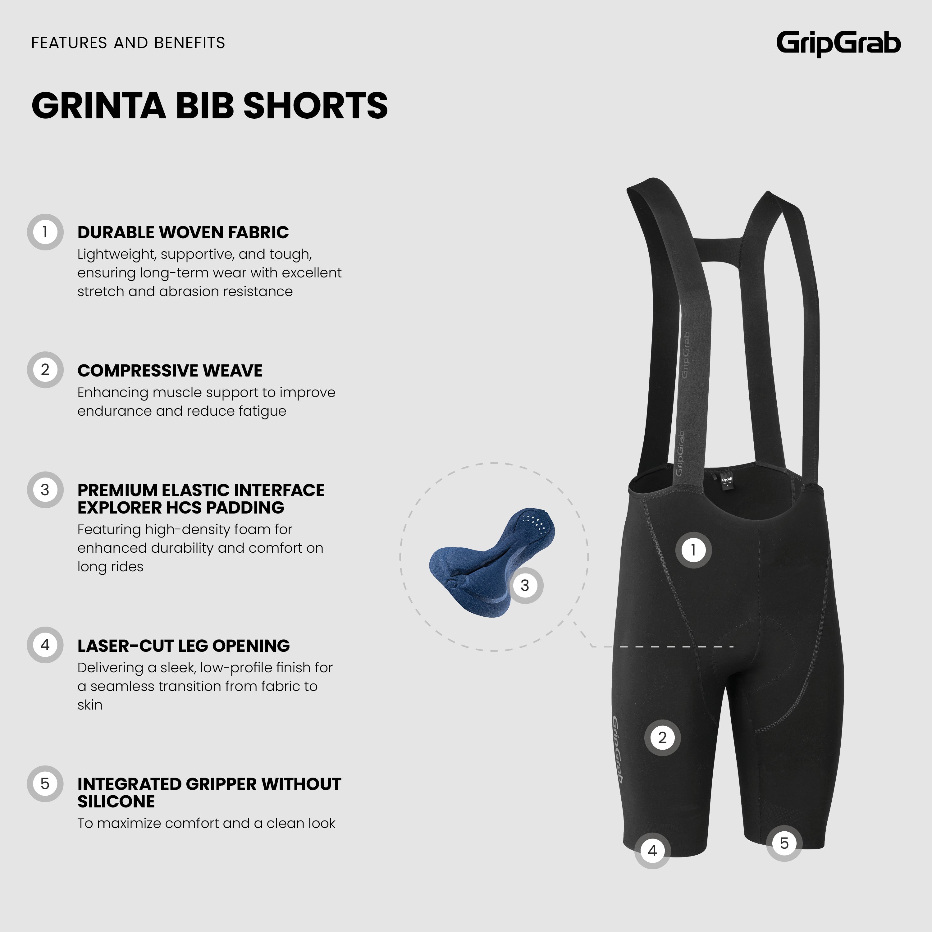 gripgrab-pacr-grinta-bib-shorts-tr-gerhose-schwarz-herren image 8