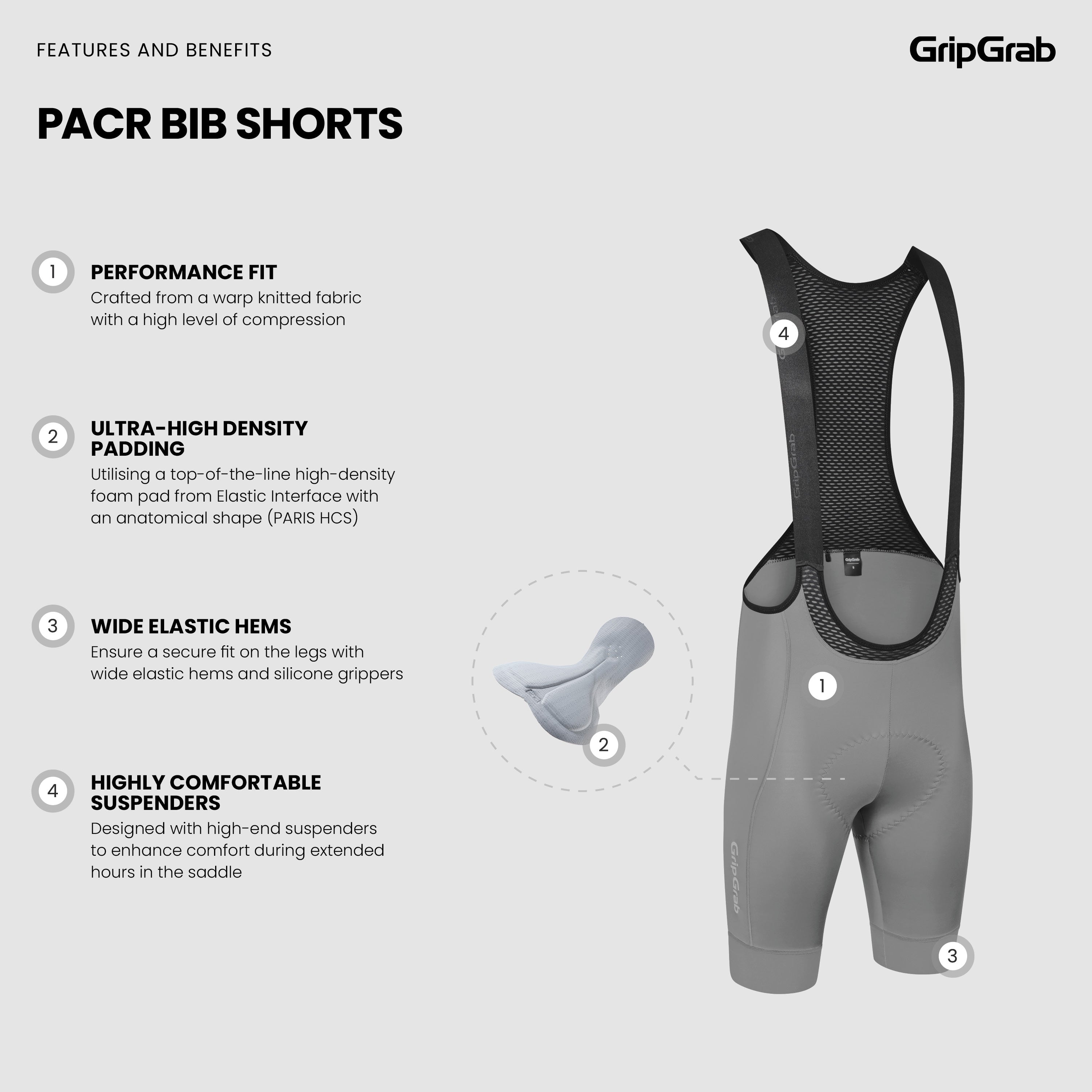 gripgrab-pacr-bib-shorts-tr-gerhose-schwarz-l-mit-polster image 4