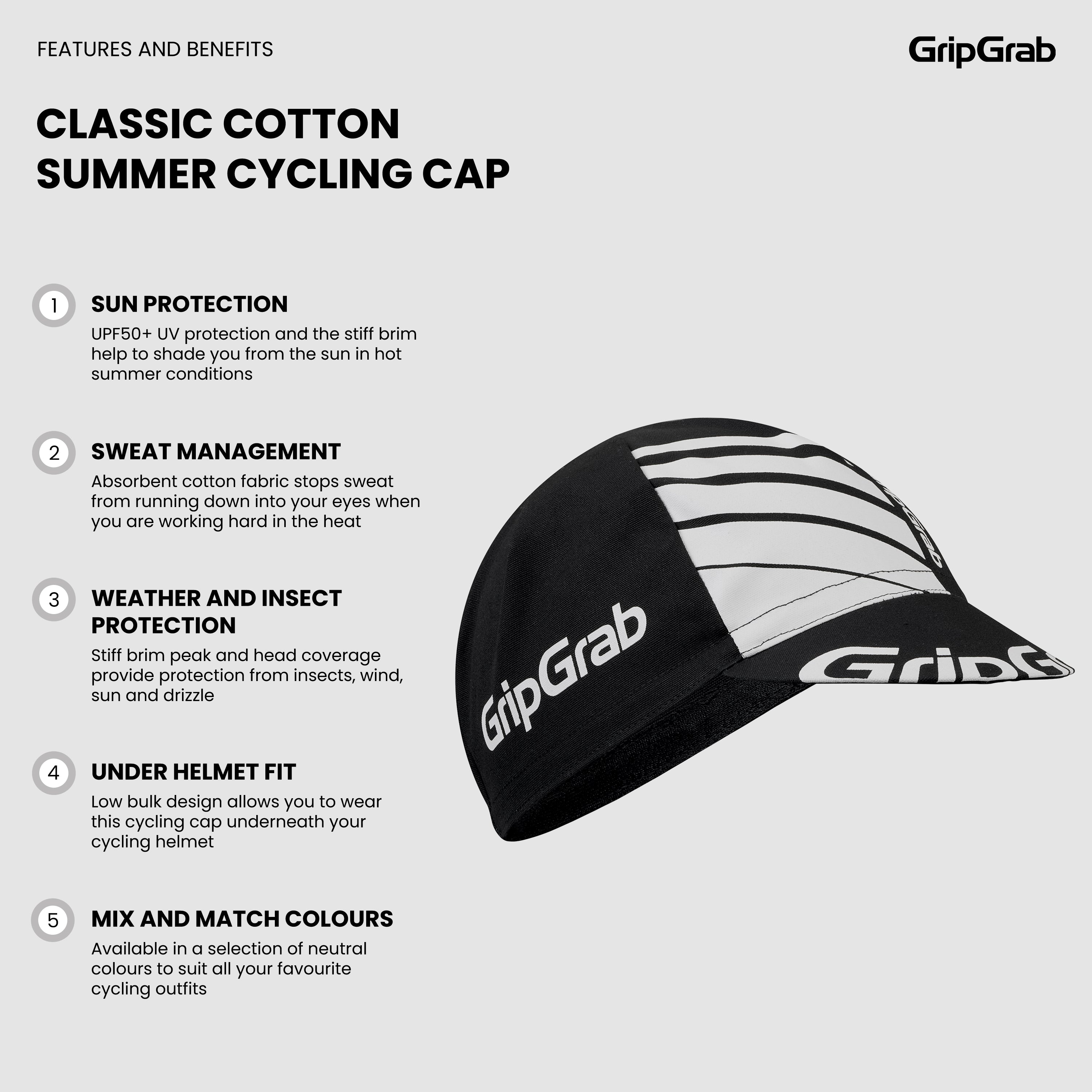 gripgrab-ride-classic-cotton-radkappe-navy-white-baumwolle image 8
