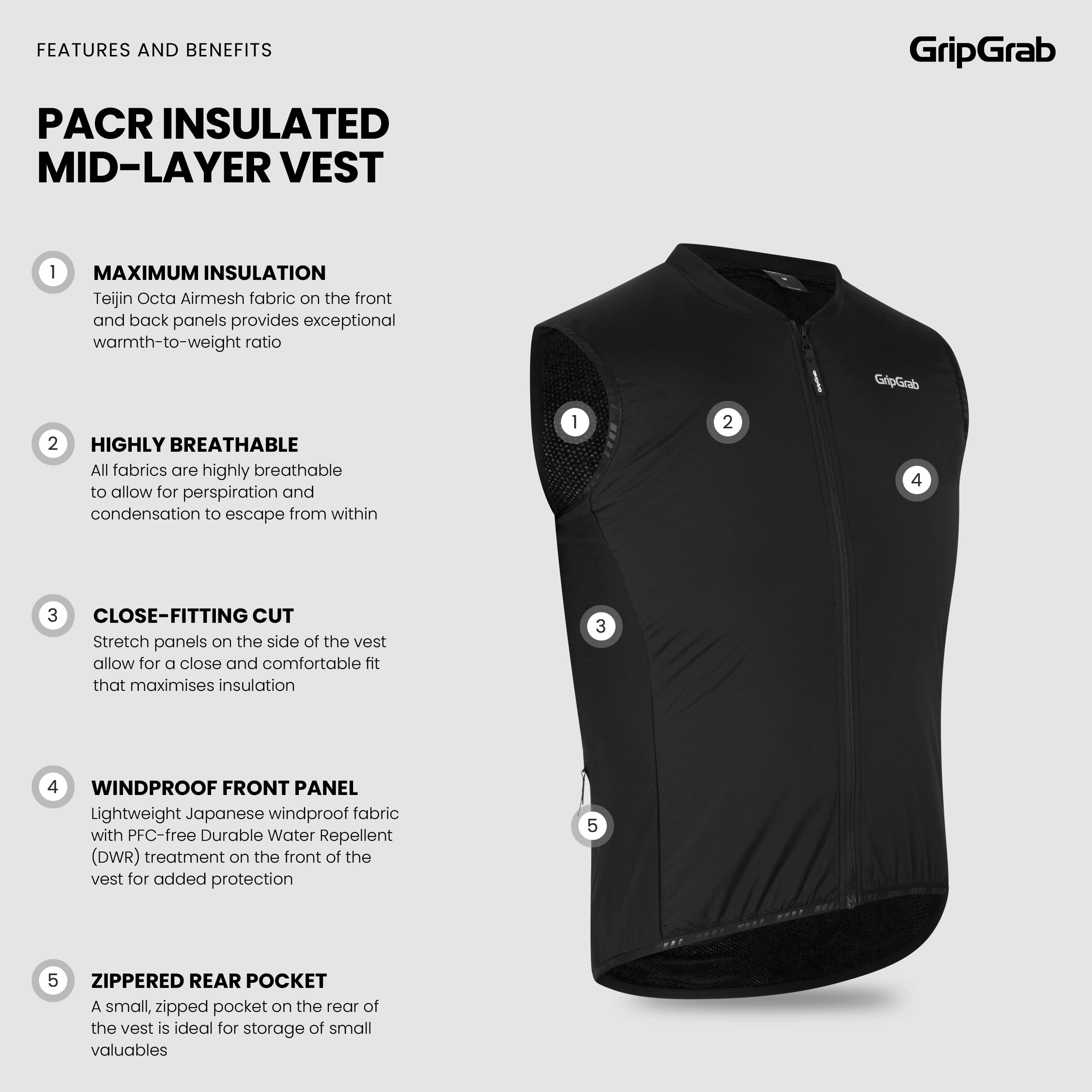 gripgrab-pacr-mid-layer-weste-schwarz-isoliert-winddicht image 7