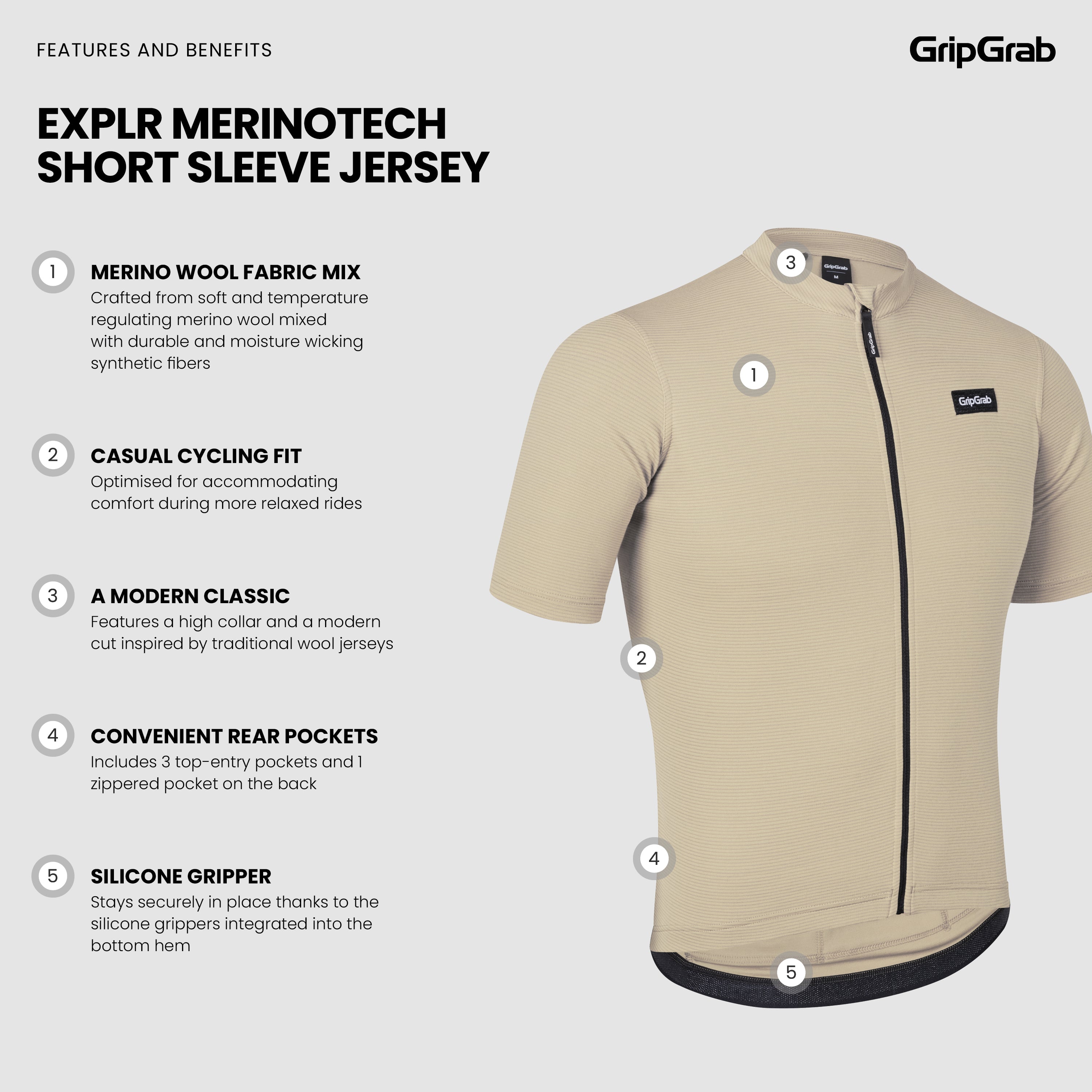 gripgrab-explr-merinotech-radtrikot-kurzarm-beige-merino image 5