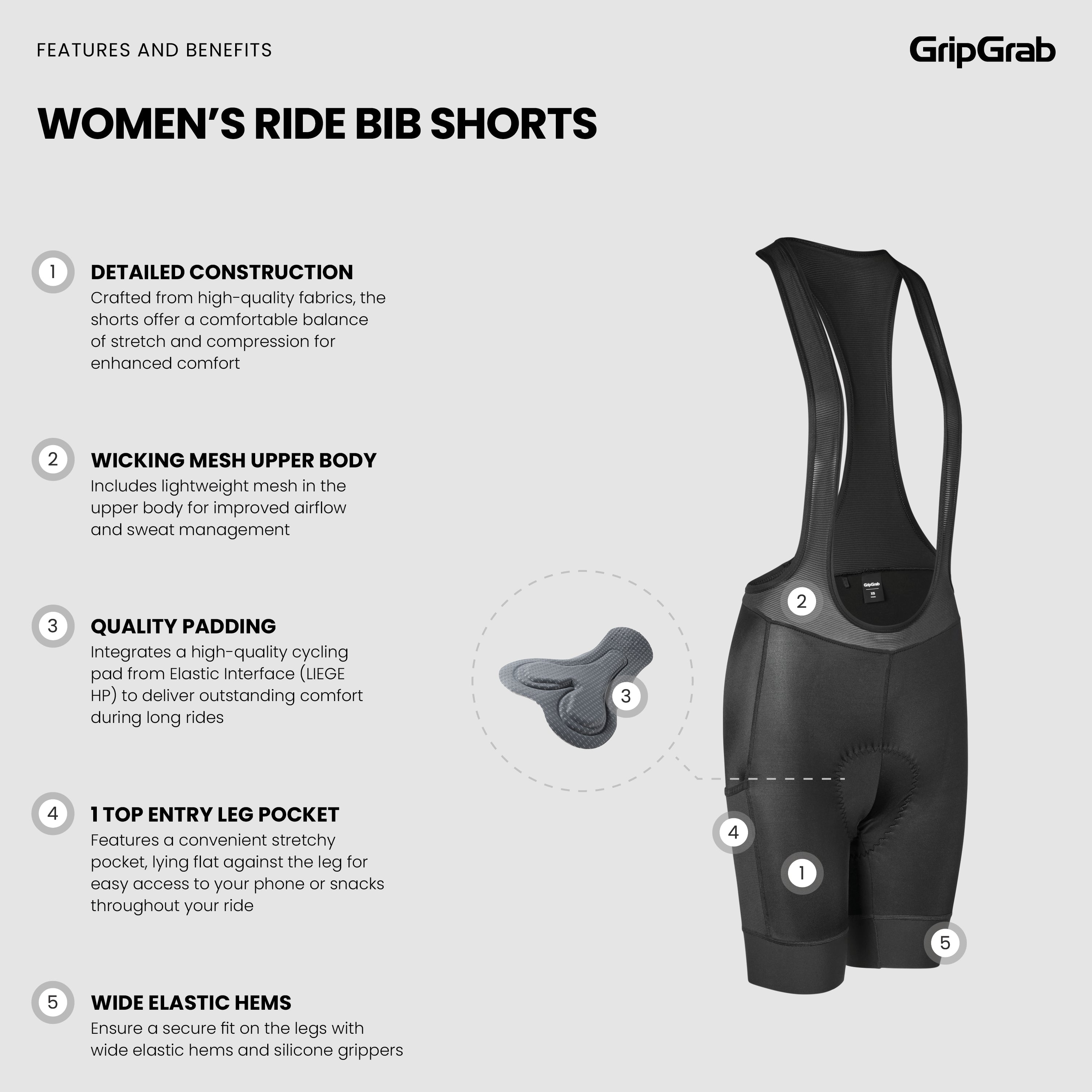 gripgrab-ride-bib-shorts-damen-schwarz-mit-sitzpolster image 7