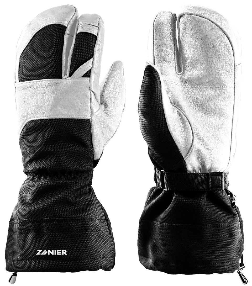 zanier-mybackcountry-trigger-fingerhandschuhe-schwarz-weiss-leder image 1
