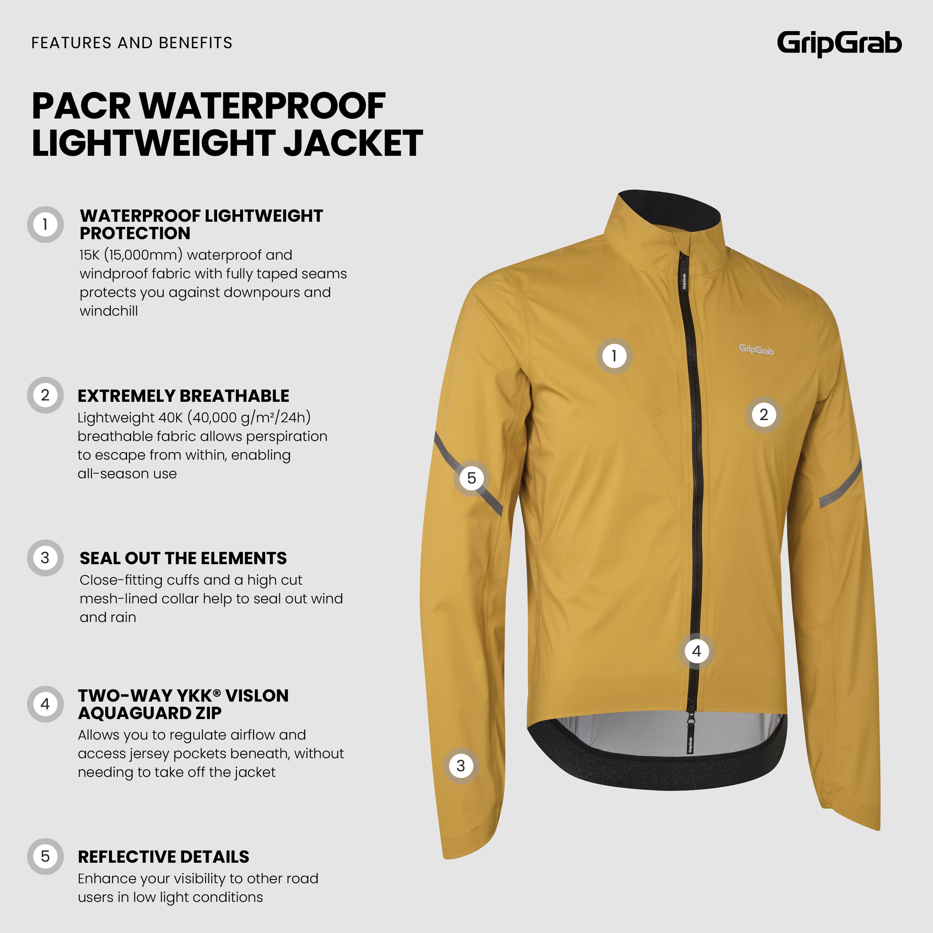 gripgrab-pacr-wasserdichte-fahrrad-regenjacke-senfgelb-leicht image 4