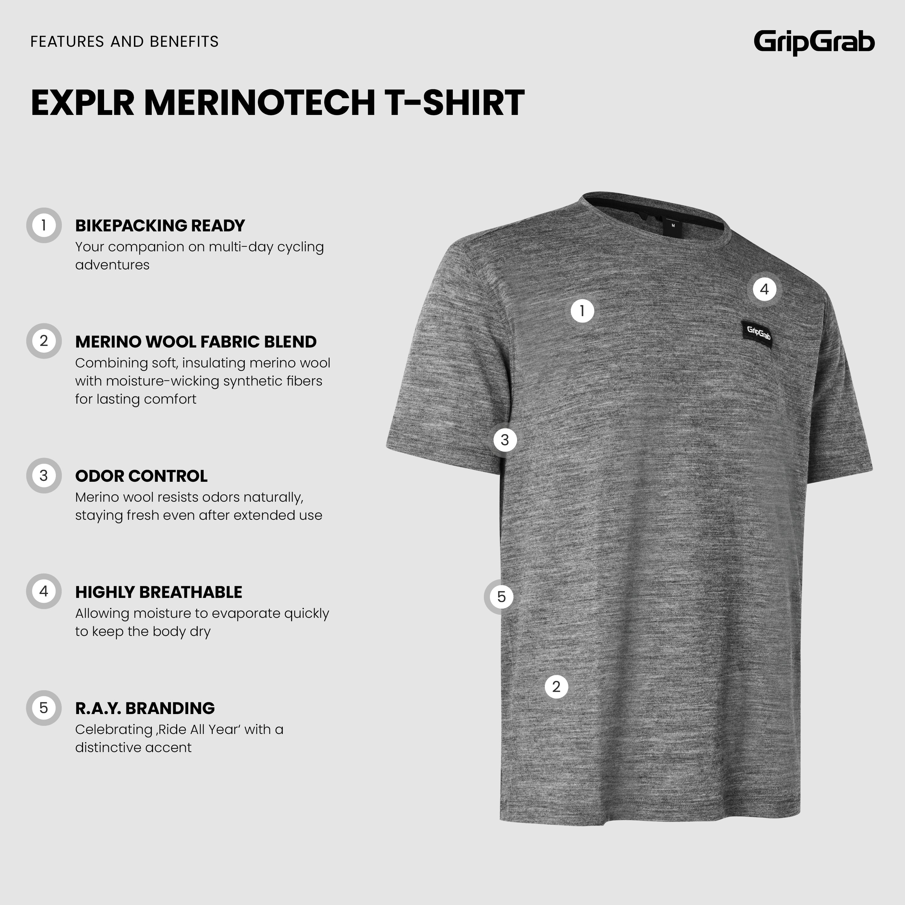 gripgrab-explr-merinotech-t-shirt-dunkelgrau-merino image 7