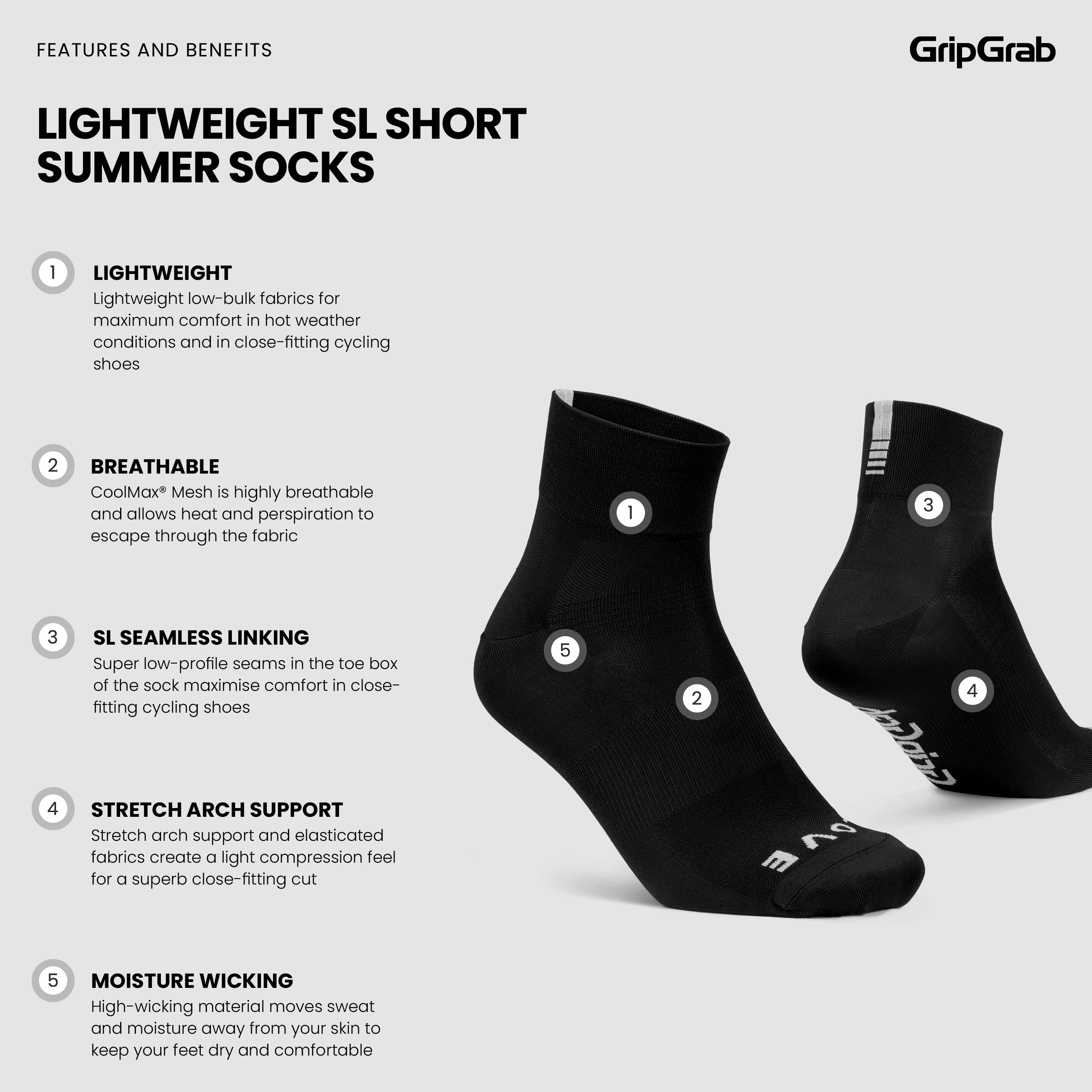 gripgrab-ride-lightweight-sl-short-radsocken-schwarz-s-coolmax image 3