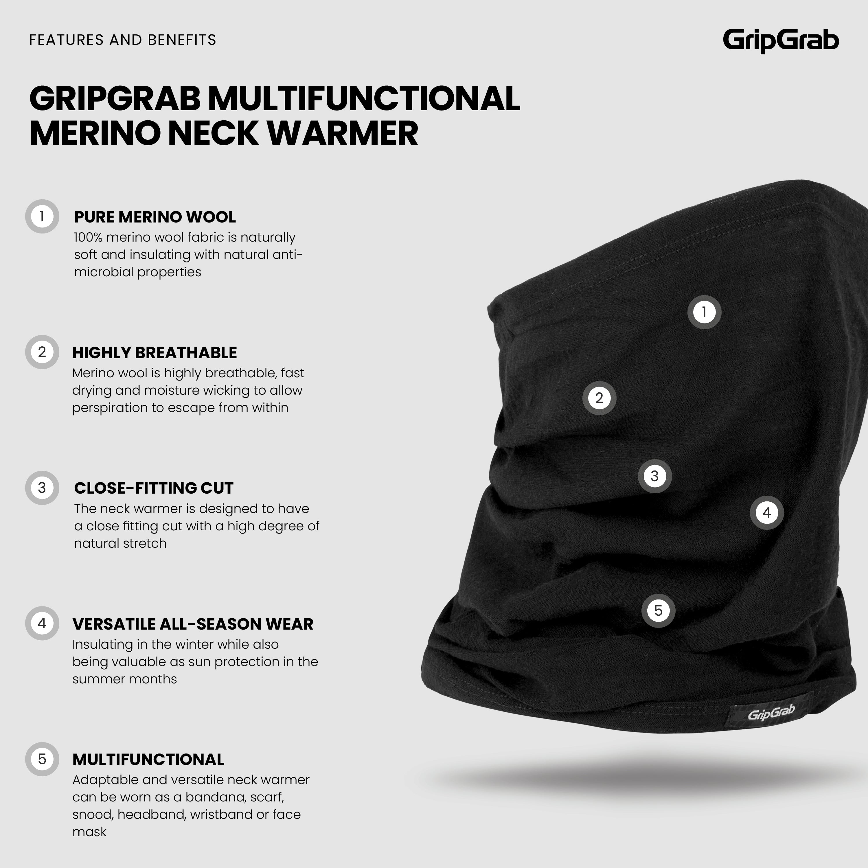 gripgrab-ride-merino-halstuch-grau-schlauchschal image 3