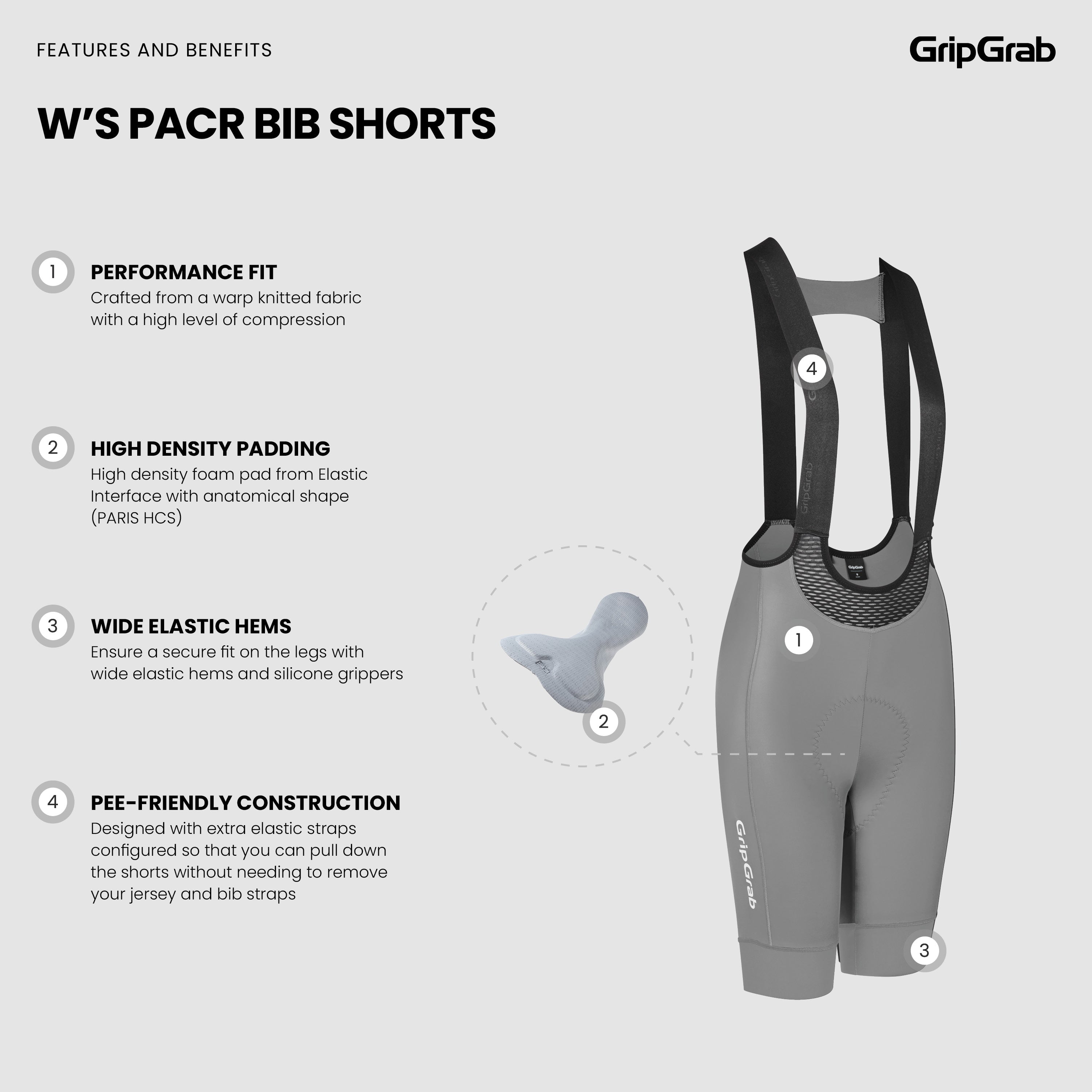 gripgrab-pacr-bib-shorts-tr-gerhose-damen-schwarz-mit-polster image 5