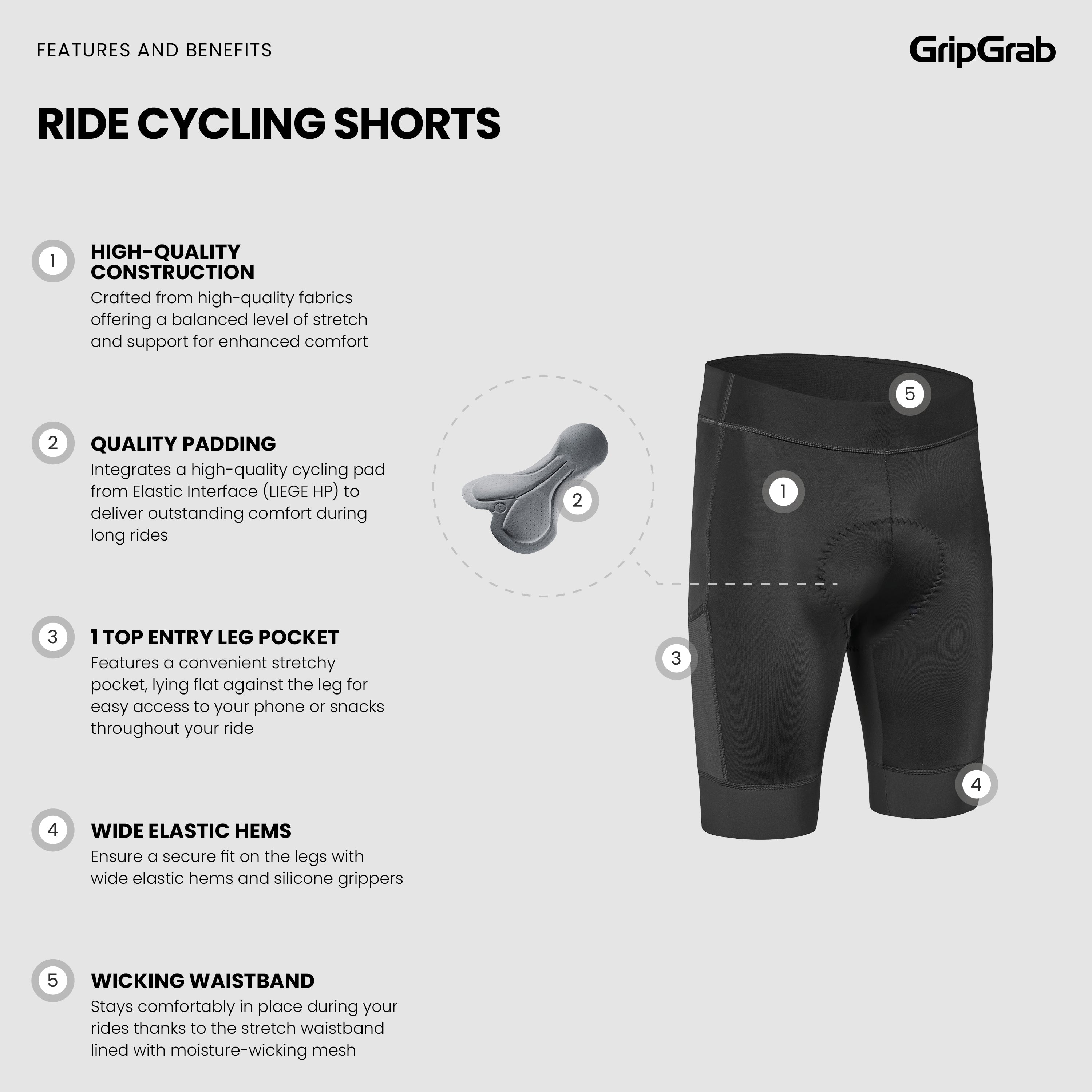 gripgrab-ride-radhose-kurz-mit-polster-schwarz image 7