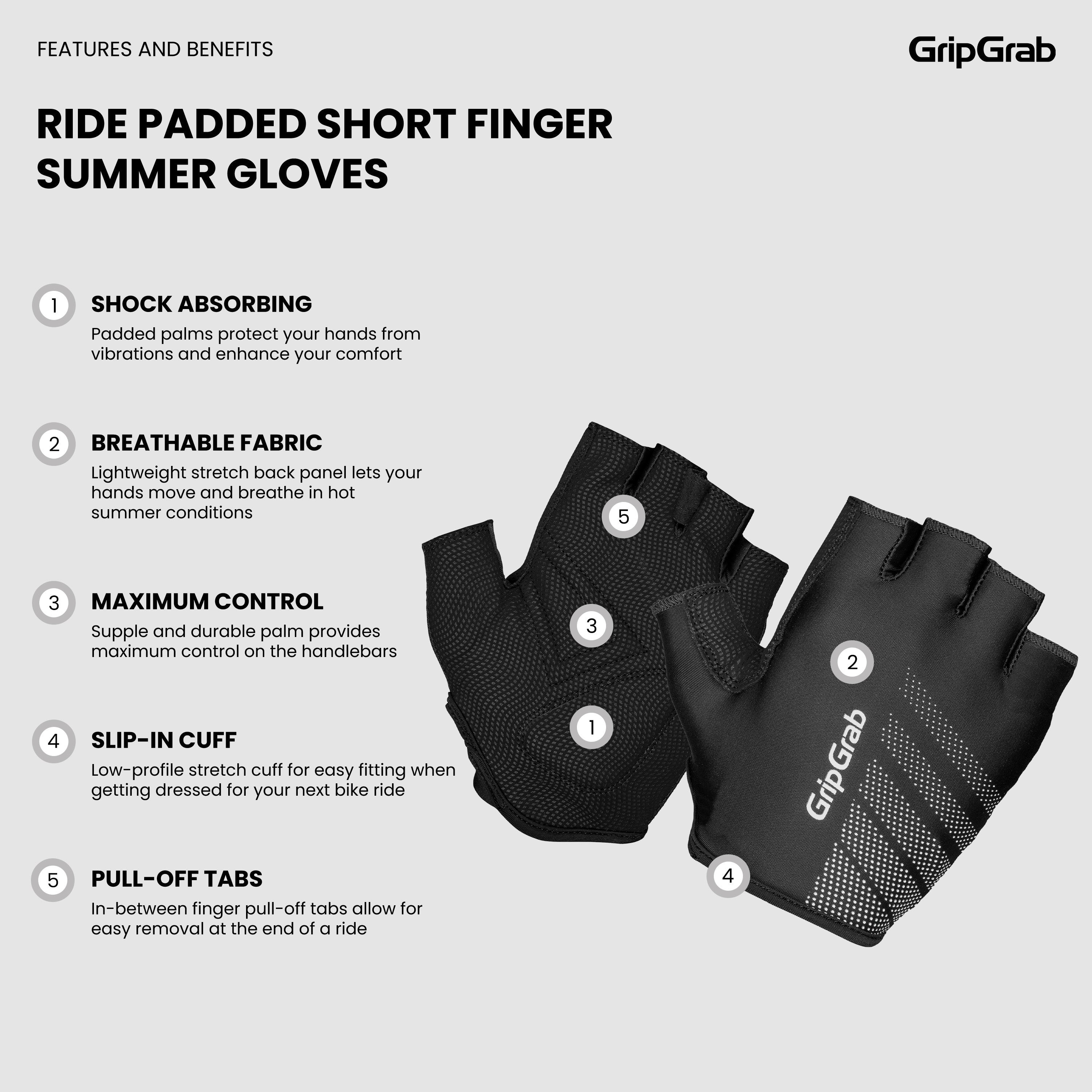 gripgrab-ride-fahrradhandschuhe-kurz-schwarz-polster-sommer image 6