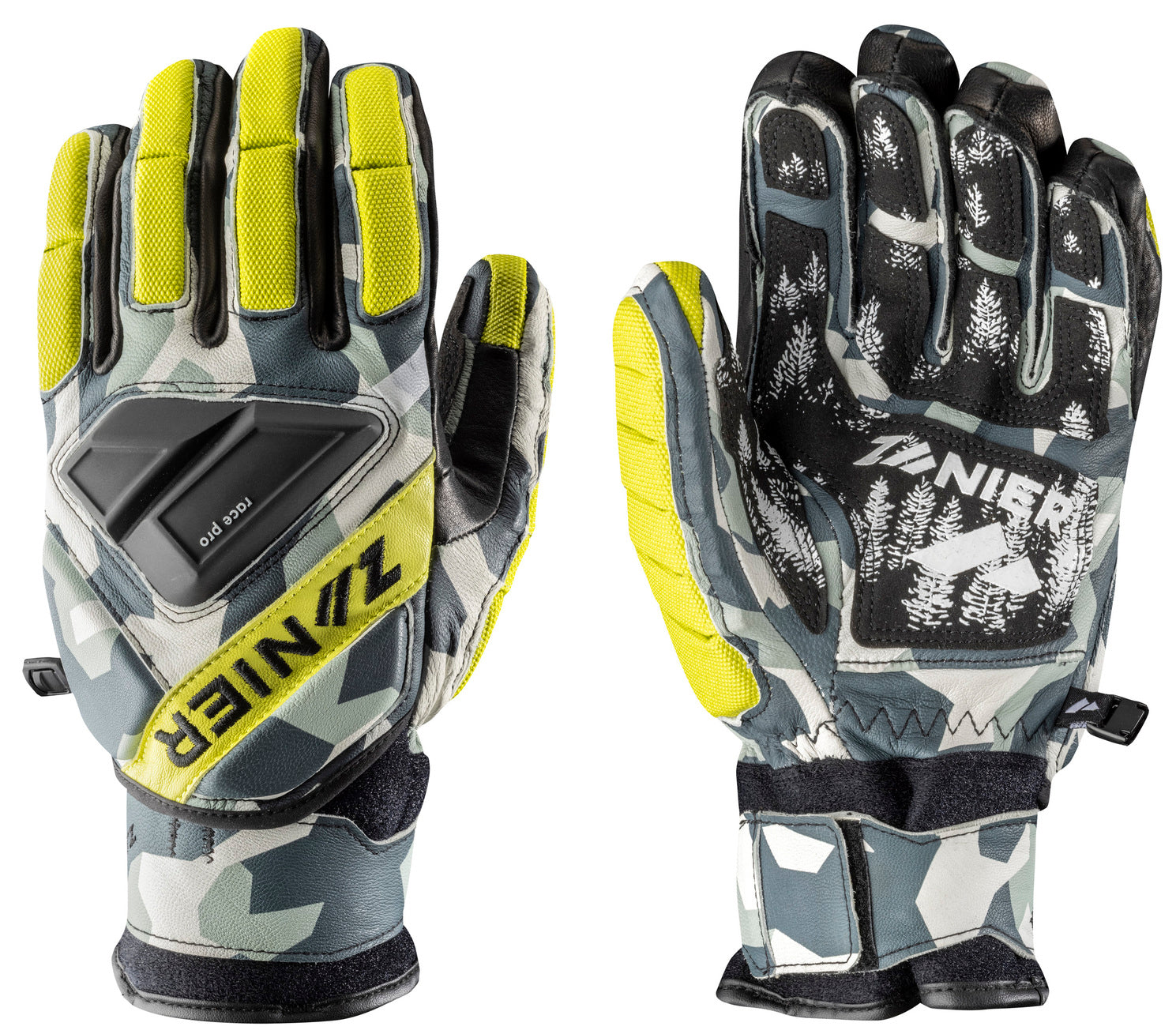 zanier-gate-killer-juniors-skihandschuhe-t-rkis-gelb-tpu-schutz image 3