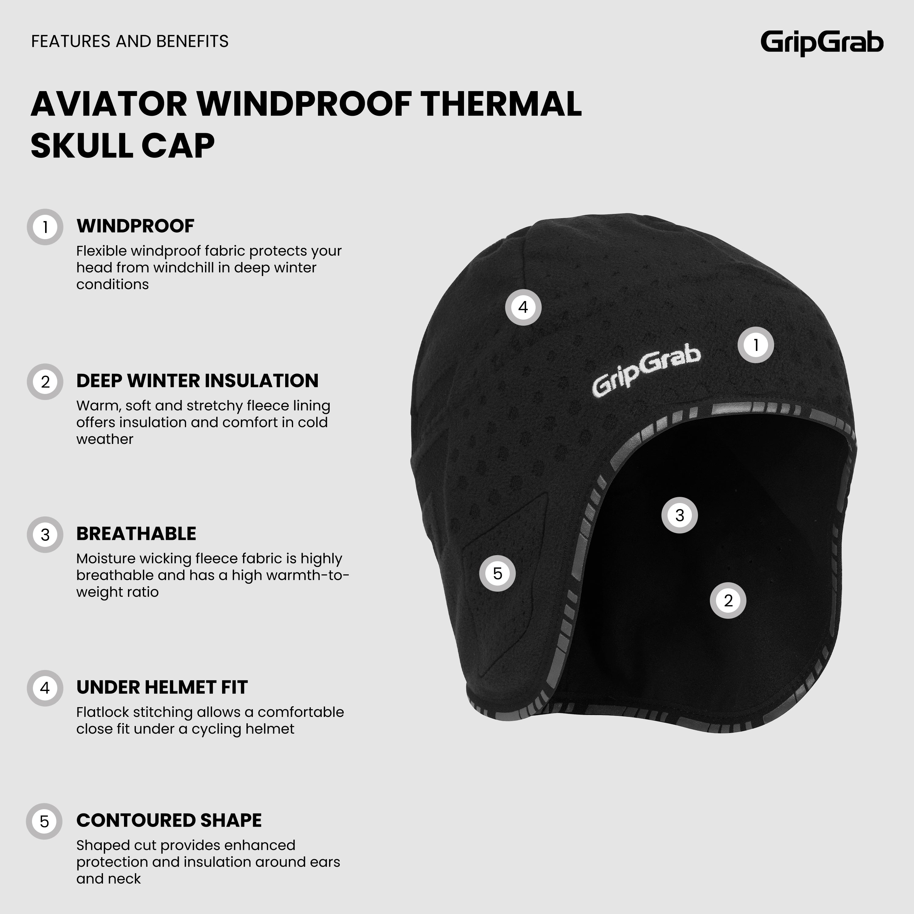 gripgrab-ride-aviator-windproof-deep-winter-skull-cap-schwarz image 3