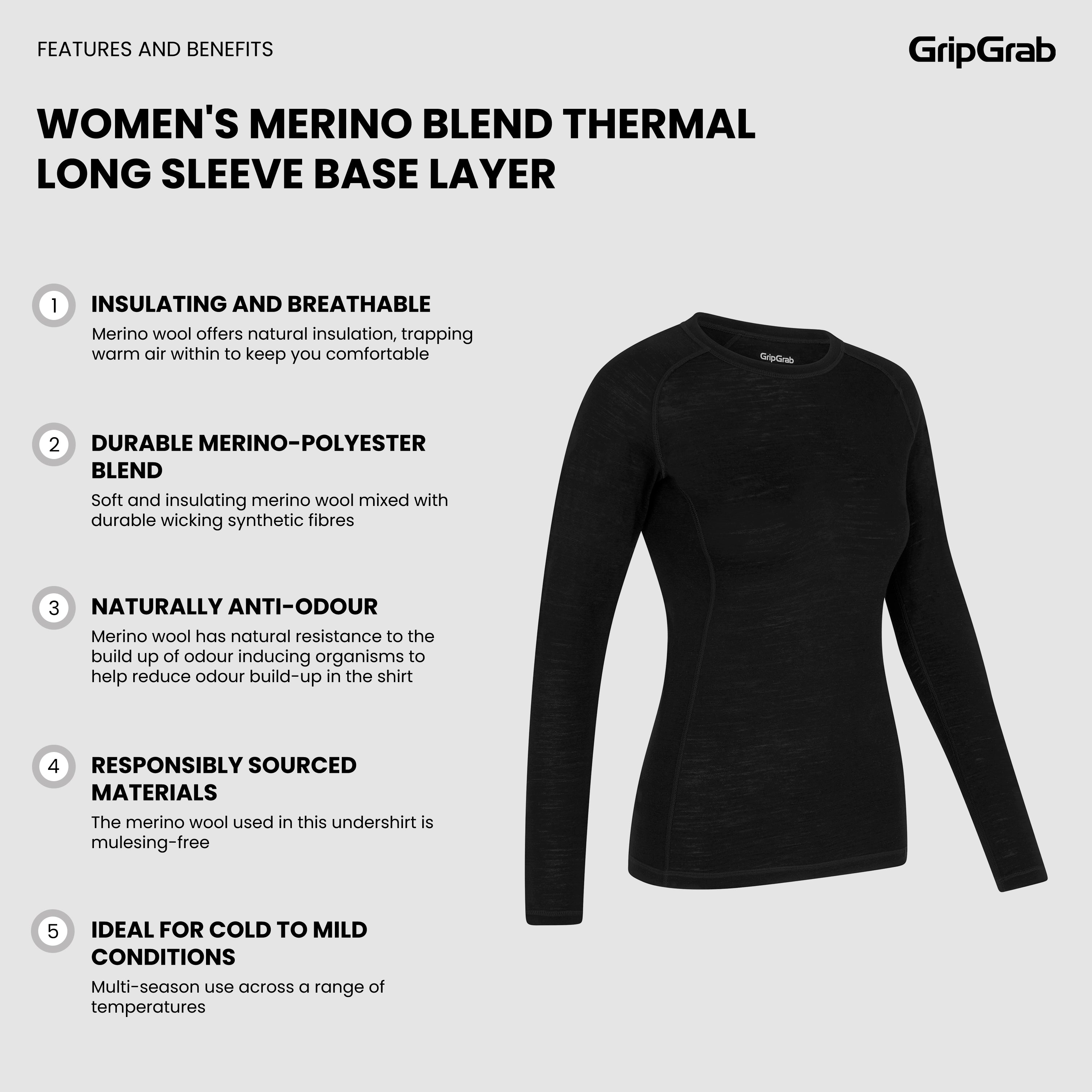 gripgrab-ride-merino-baselayer-damen-schwarz-thermo image 5